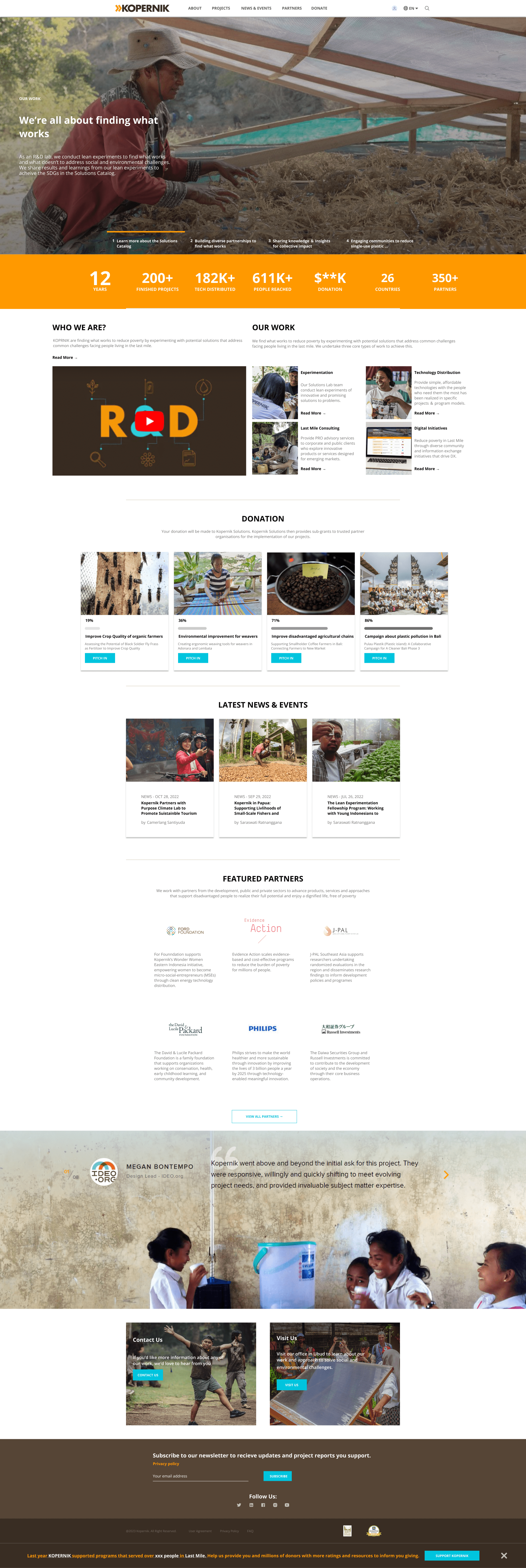 Redesigned Kopernik landing page - After redesign